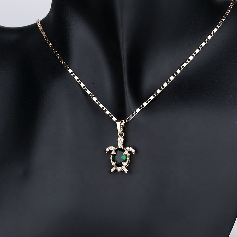 GREEN Cute Turtle Quality 18K Gold Plated Cz Necklace and Earrings Sets Gift (Copy) (Copy)