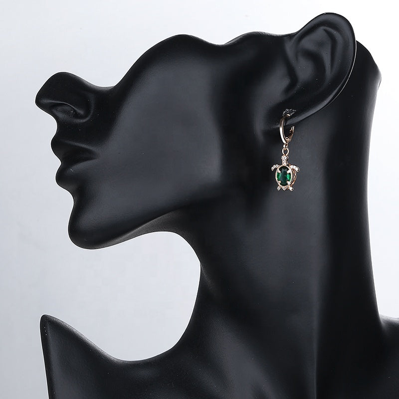 GREEN Cute Turtle Quality 18K Gold Plated Cz Necklace and Earrings Sets Gift (Copy) (Copy)