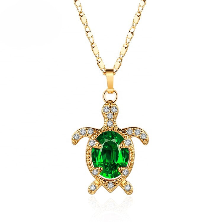 GREEN Cute Turtle Quality 18K Gold Plated Cz Necklace and Earrings Sets Gift (Copy) (Copy)