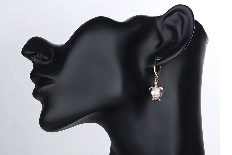 WHITE Cute Turtle Quality 18K Gold Plated Cz Necklace and Earrings Sets Gift (Copy)
