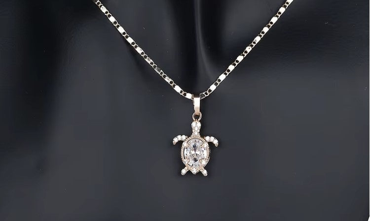 WHITE Cute Turtle Quality 18K Gold Plated Cz Necklace and Earrings Sets Gift (Copy)